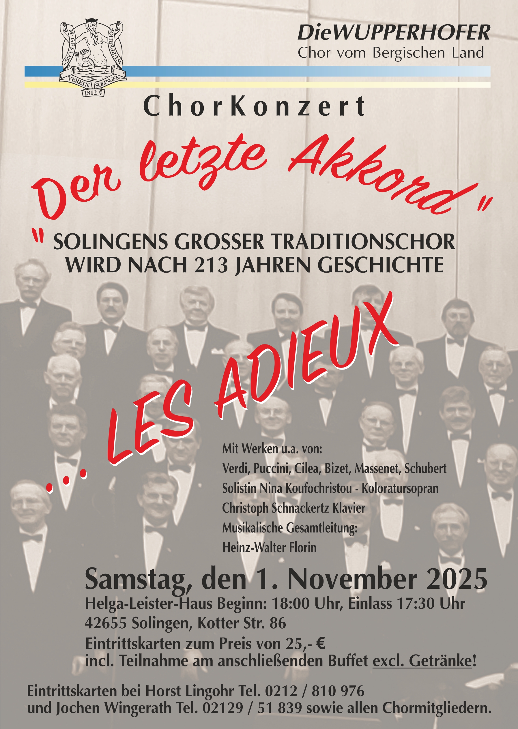 Der letzte Akkord. Einladung zum Abschiedskonzert der Wupperhofer.